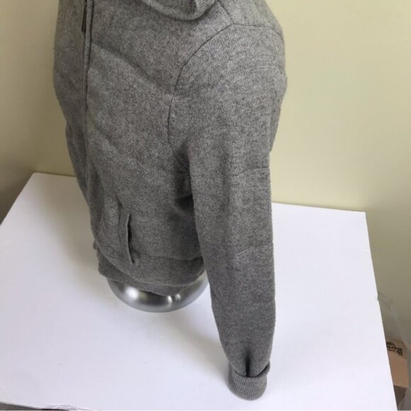 VINCE Quilted Cashmere Wool Hoodie Knit Jacket Puffy Cotton Sweater Zipper Cozy - Picture 11 of 16